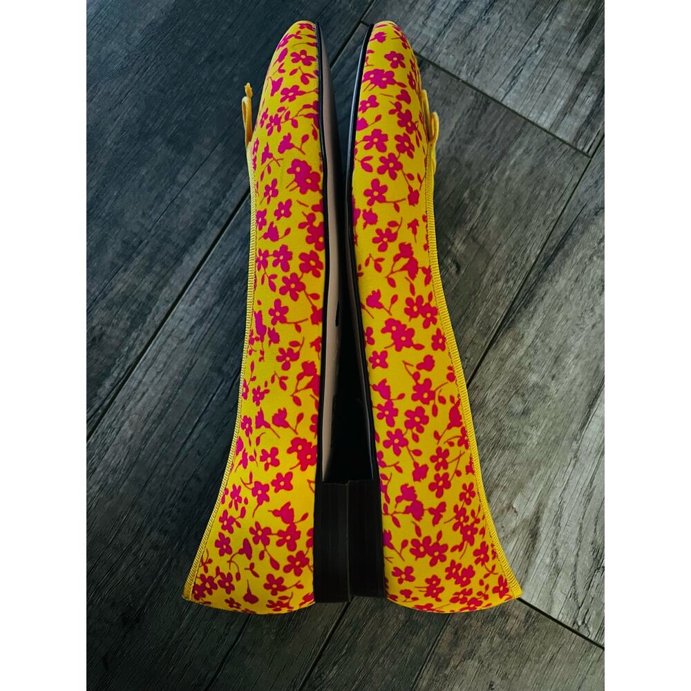 NWOB J.Crew Kiki Ballet Flat Women’s 10.5 Yellow Saffron Neon Floral Boquet - Picture 6 of 7